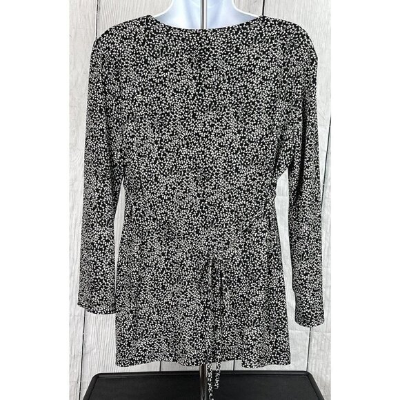 Oh Baby! Motherhood Maternity M Long Slv Empire Waist Surplice Top Black Stretch - Picture 4 of 9